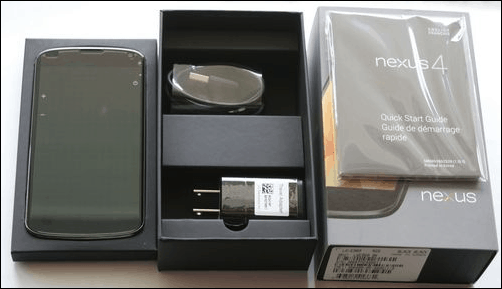 το Nexus 4 χωρίς κιβώτιο