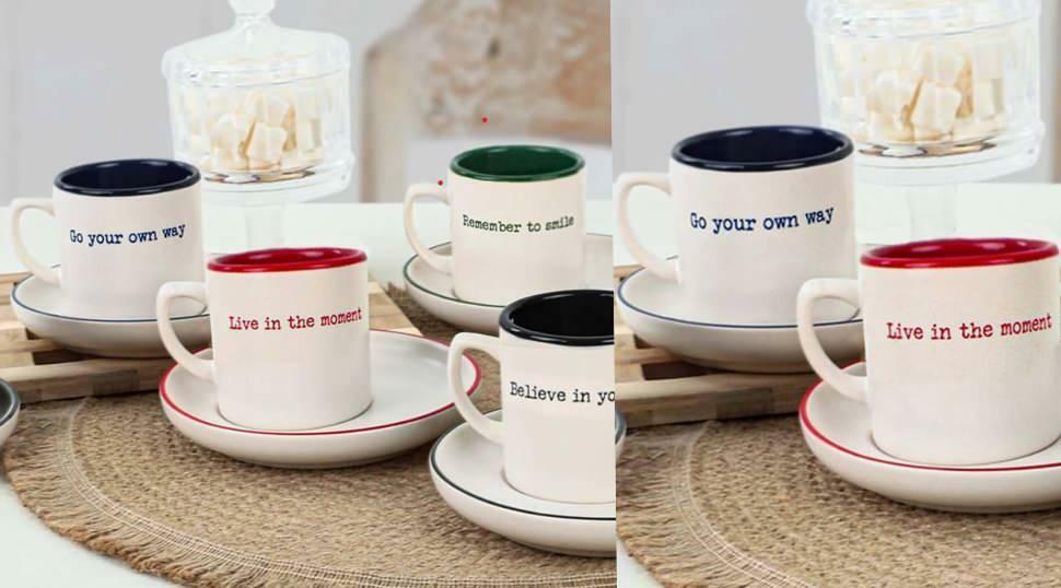 Keramika Nordic 12 Piece Motto Coffee Cup Set