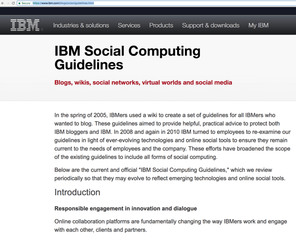 Οι Οδηγίες Κοινωνικής Υπολογιστικής της IBM βοηθούν το προσωπικό του να συνεργαστεί με το κοινό του για να ευαισθητοποιήσει και να βρει δυνητικούς πελάτες. 
