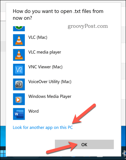 Επιλογή εφαρμογής για άνοιγμα τύπου αρχείου στα Windows 11