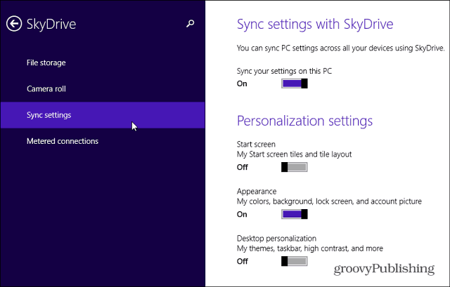 Ρυθμίσεις συγχρονισμού SkyDrive