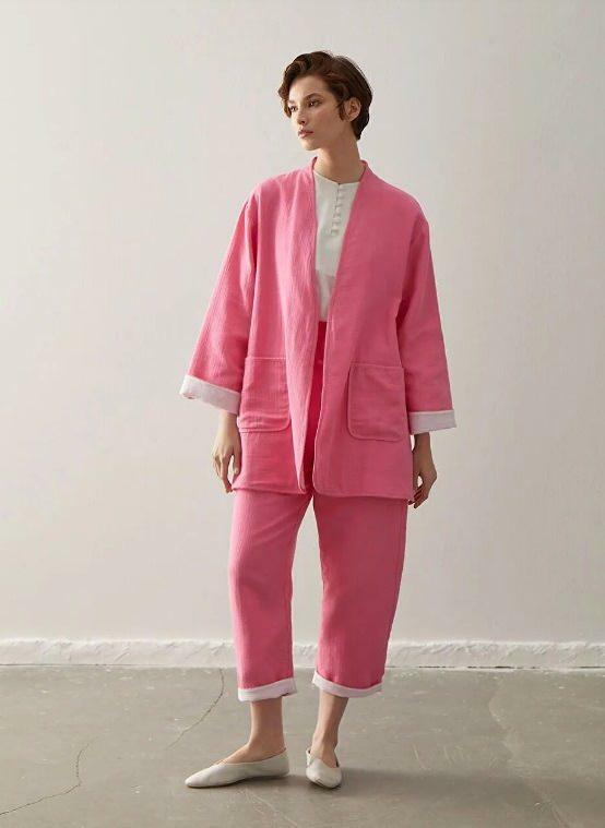 Παντελόνι κιμονό lcwaikiki σε ροζ κοστούμι