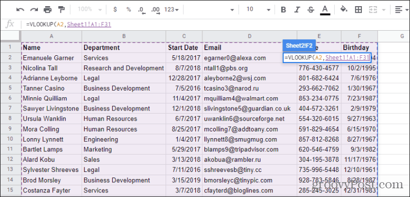 επιλέγοντας εύρος για vlookup