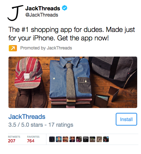 tweet κάρτας εγκατάστασης εφαρμογής jack threads