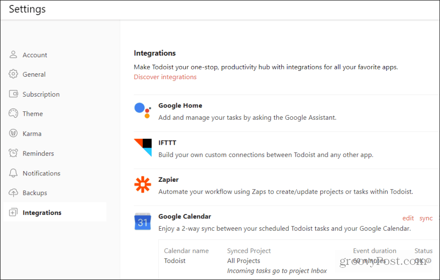 todoist google calendar integration