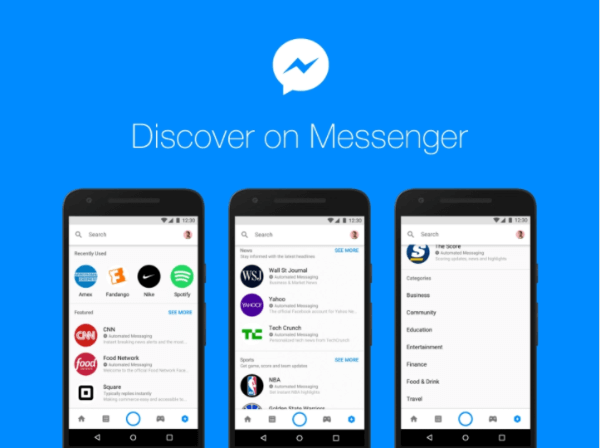 Ο νέος κόμβος Discover του Facebook στην πλατφόρμα Messenger επιτρέπει στους χρήστες να περιηγούνται και να βρίσκουν bots και επιχειρήσεις στο Messenger.