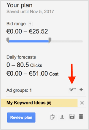 Τύπος αντιστοίχισης για το Εργαλείο σχεδιασμού λέξεων-κλειδιών του Google AdWords