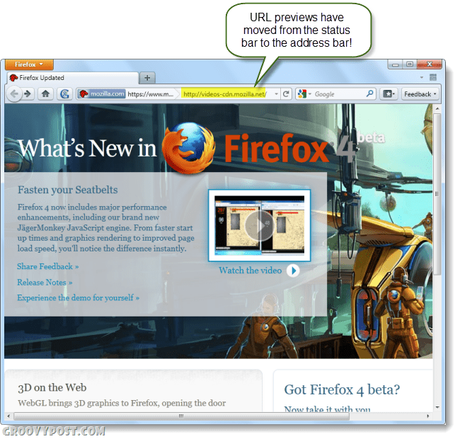 Firefox 4 beta screenshot