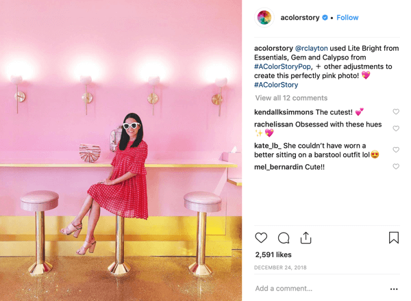 Δημιουργήστε μια ιστορία χρώματος A Color Story Instagram που δείχνει μια ολοκληρωμένη ανάρτηση.