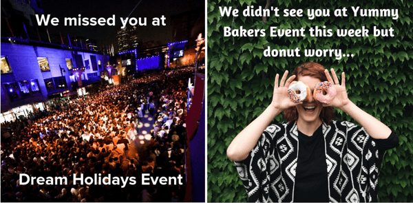 Πώς να προωθήσετε τη ζωντανή σας εκδήλωση στο Facebook, βήμα 12, παραδείγματα ζωντανών εκδηλώσεων επαναπροσδιορισμού Facebook από το Dream Holidays Event και το Yummy Bakers Event