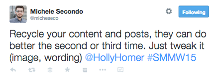 tweet από την παρουσίαση του holly homer smmw15