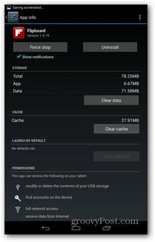 Αποεγκατάσταση της εφαρμογής Nexus 7