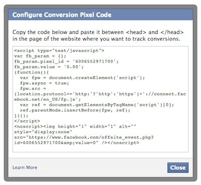 κωδικός pixel μετατροπής facebook