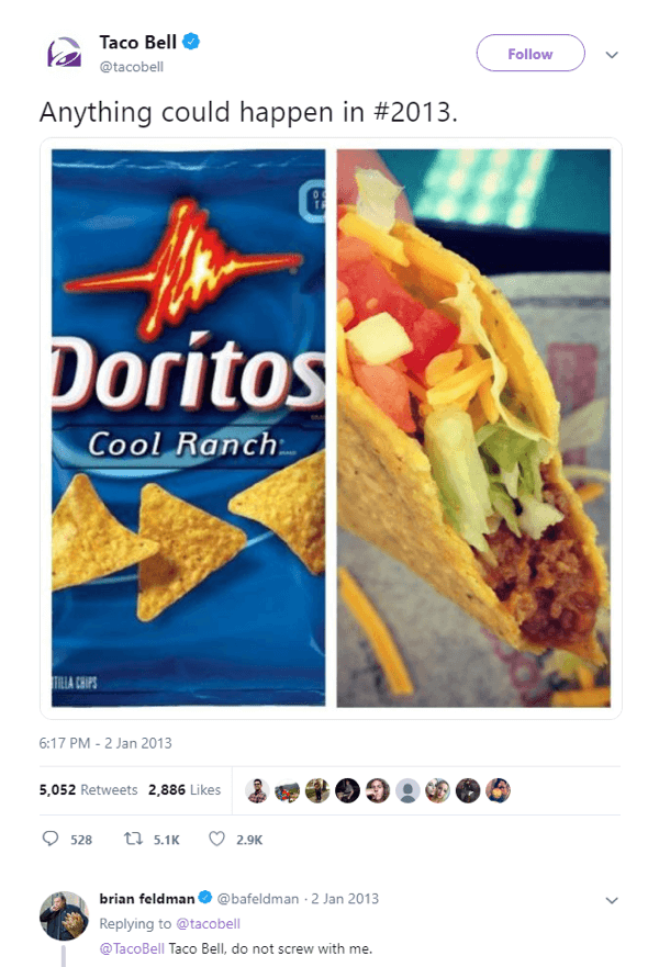 Το πρωτότυπο tweet για το Doritos Locos Taco.