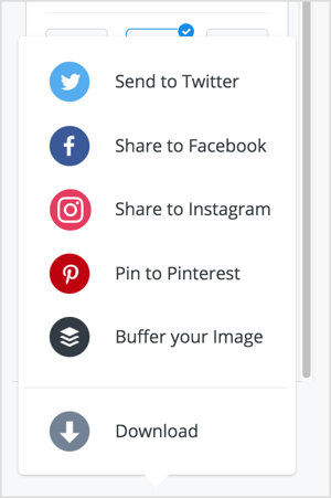 Μπορείτε να μοιραστείτε την εικόνα σας στο Twitter, το Facebook, το Instagram ή το Pinterest μέσω του Pablo. 