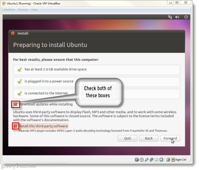 να πραγματοποιήσετε λήψη ενημερώσεων και να εγκαταστήσετε λογισμικό τρίτου μέρους στην εγκατάσταση του ubuntu