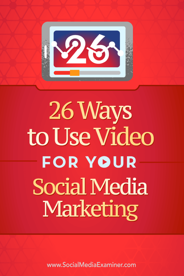 Συμβουλές για 26 τρόπους με τους οποίους μπορείτε να χρησιμοποιήσετε βίντεο στο κοινωνικό μάρκετινγκ.