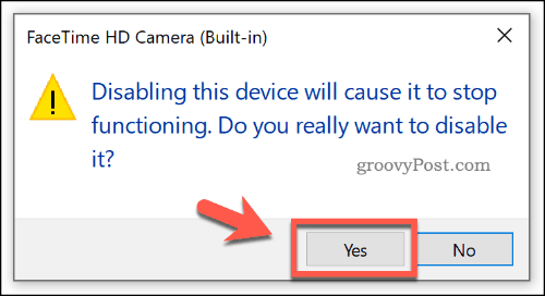 Επιβεβαίωση της απενεργοποίησης μιας συσκευής στη Διαχείριση συσκευών στα Windows 10