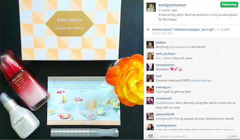 Emily schuman birchbox στο Instagram