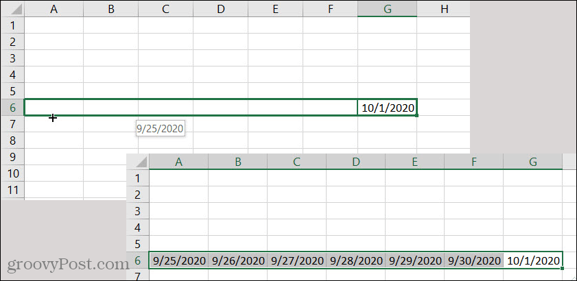 Ημερομηνία αυτόματης συμπλήρωσης του Excel προς τα πίσω