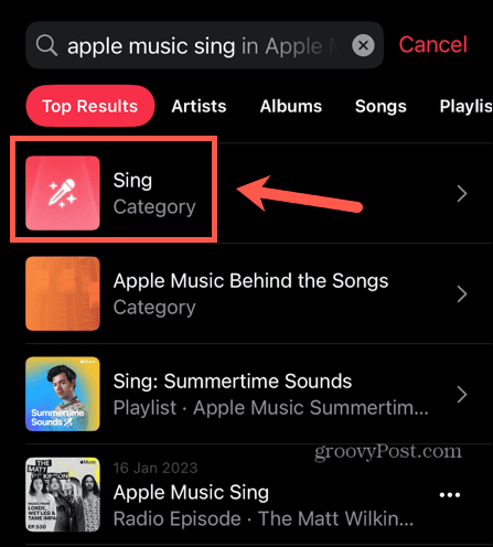 apple music sing κατηγορία