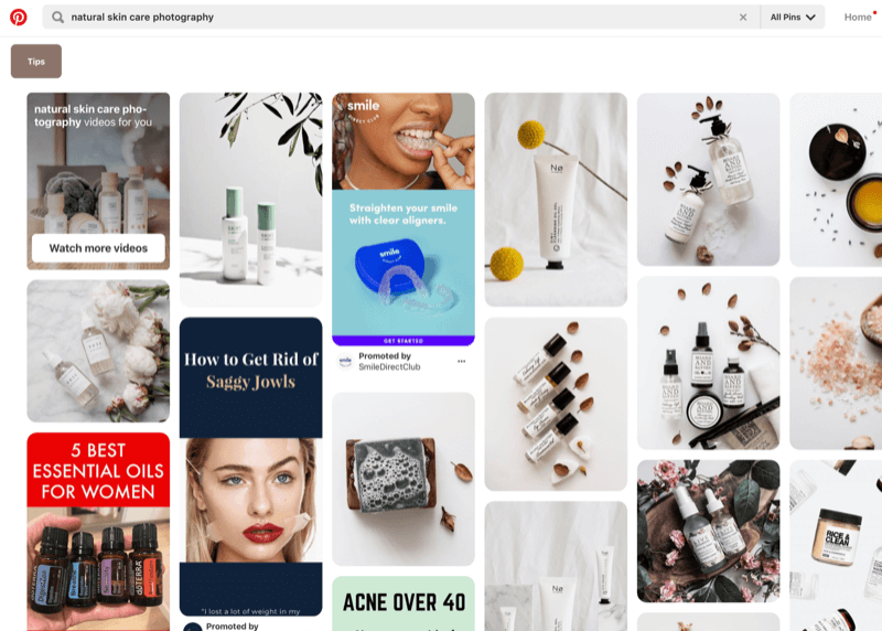 Αναζήτηση Pinterest για εικόνες προϊόντων για συγκεκριμένη βιομηχανία για έμπνευση