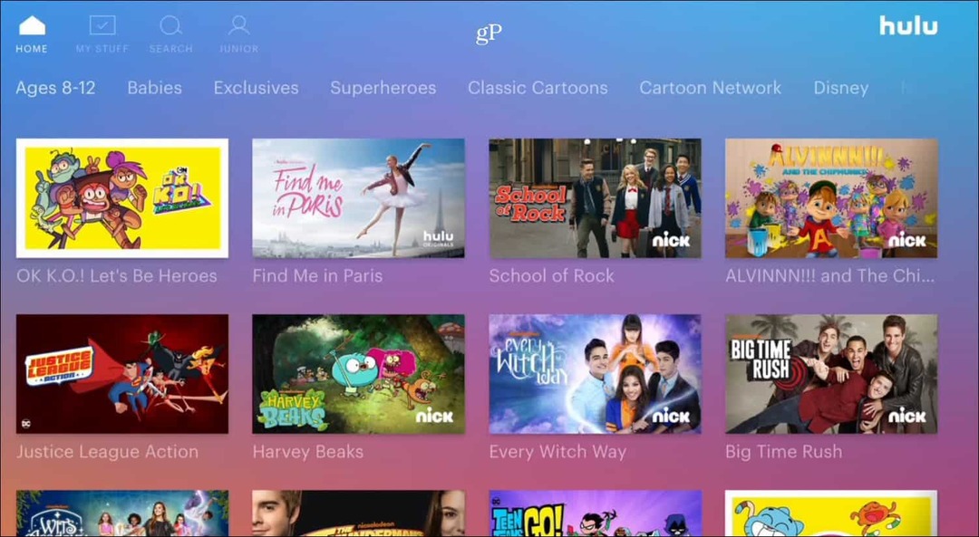 Hulu Προφίλ Kids Apple TV