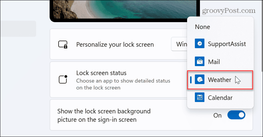 Ο καιρός στην οθόνη κλειδώματος των Windows 11