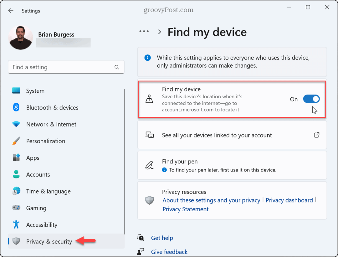Πώς να ενεργοποιήσετε την Εύρεση συσκευής στα Windows 11