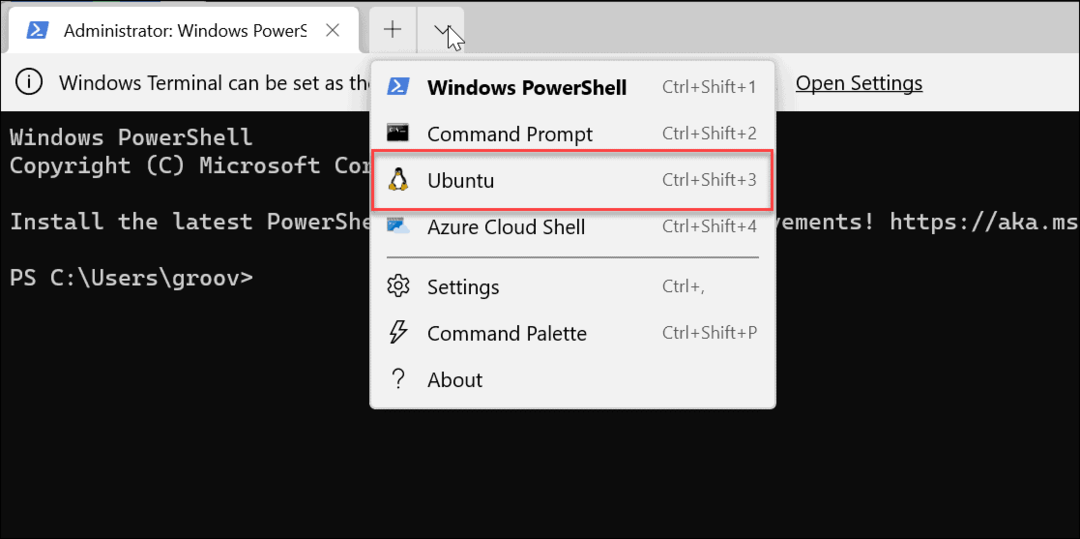 Ubuntu από το PowerShell