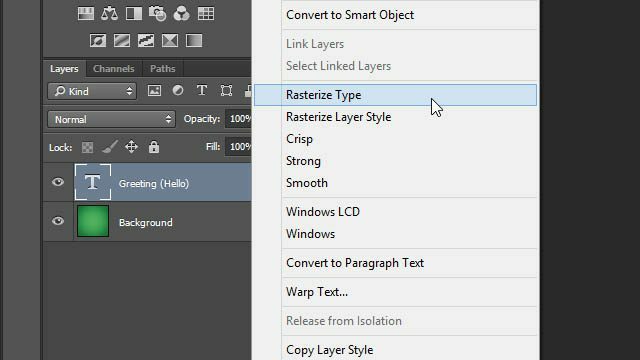 Εξαφανίστε Photoshop Layers Μετασχηματισμοί Layer Ράστερ τύπου στρώμα στρώματα στρώμα Photoshop στρώμα ράστερ