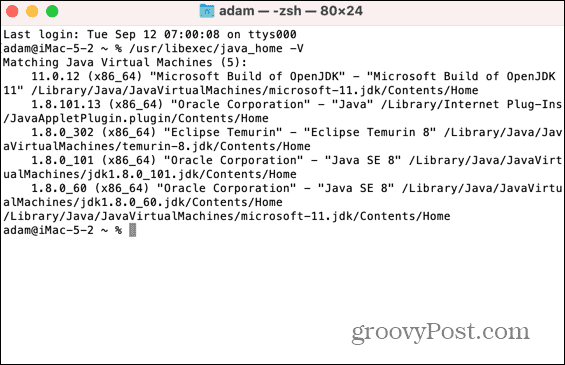 mac λίστα εγκατεστημένων java jdks