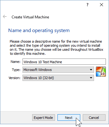 02 Ονομάστε το νέο Virtual Machine (Εγκατάσταση των Windows 10)