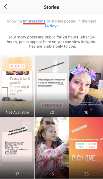 Δείτε τα δεδομένα του Instagram Stories ROI, Βήμα 4.