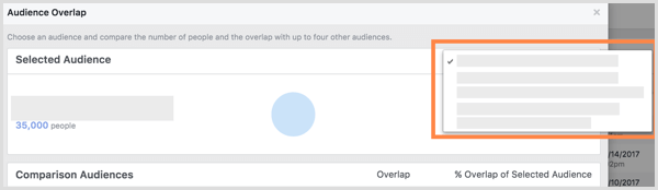 Facebook Audience Overlap επιλεγμένο κοινό