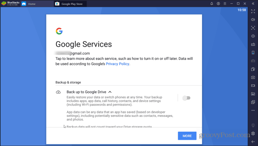 bluestacks υπηρεσίες Google