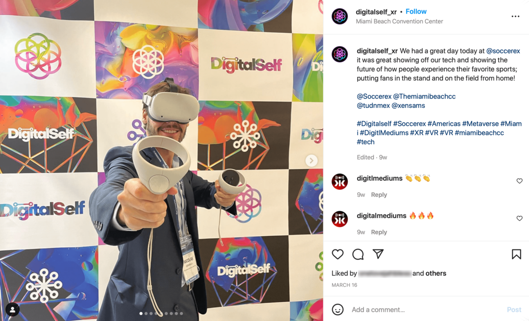 εικόνα της ανάρτησης του DigitalSelf Instagram με φωτογραφία του σετ VR