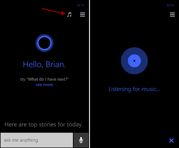 Χρησιμοποιήστε την Cortana στο Windows Phone 8.1 για τον εντοπισμό τραγουδιών