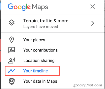 Μενού Χαρτών Google, το χρονολόγιό σας