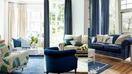 Κομψές προτάσεις για διακόσμηση σκούρου μπλε καναπέ