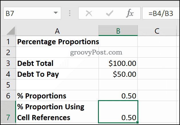 Υπολογισμός ποσοστών ως αναλογιών χρησιμοποιώντας το Microsoft Excel