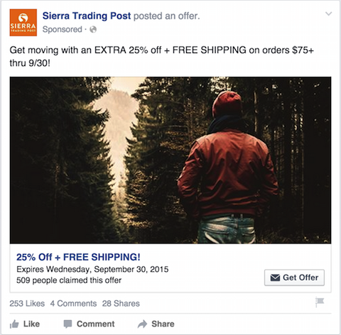 sierra trading post διαφήμιση στο facebook