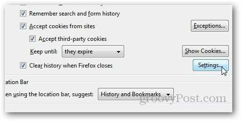 Διαγραφή ιστορικού του Firefox 5