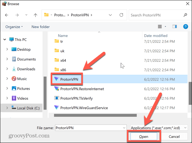 windows 11 επιλέξτε την εφαρμογή vpn