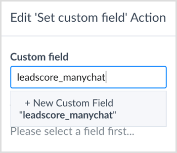 Εισαγάγετε ένα όνομα για να δημιουργήσετε ένα νέο προσαρμοσμένο πεδίο στο ManyChat.
