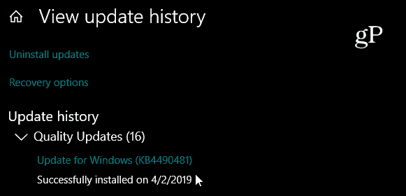 Windows 10 αθροιστική ενημερωμένη έκδοση KB4490481