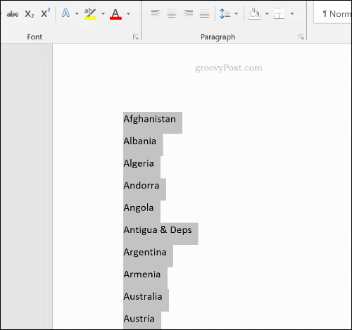 Μια ταξινομημένη λίστα στο Microsoft Word