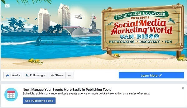 Το Facebook διευκολύνει τη διαχείριση εκδηλώσεων Facebook από μια σελίδα στα Εργαλεία δημοσίευσης.