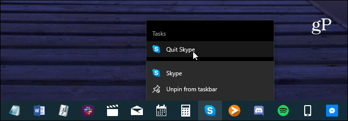 Πλήρης συντόμευση της γραμμής εργασιών του skype