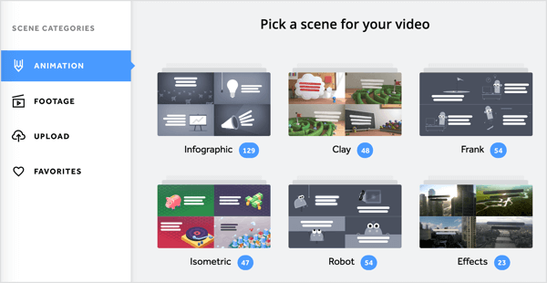 Μπορείτε να προσθέσετε μια ποικιλία κινούμενων εικόνων και βίντεο σε βίντεο Biteable.